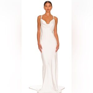 Norma Kamali Cross back bias gown in Snow White
